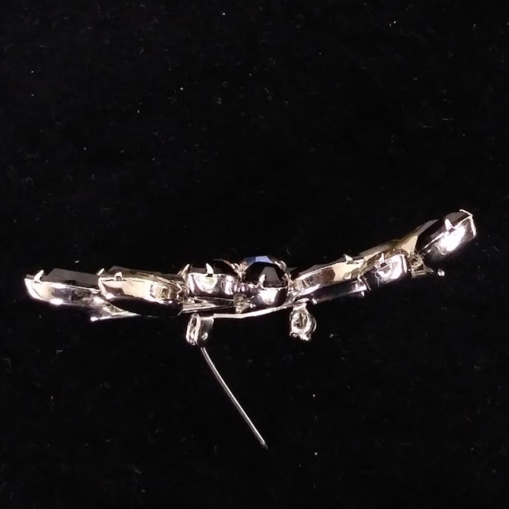 CORO AB Rhinestone Enamel Clip-On Earrings & Floral Rhinestone Brooch Vintage - Picture 9 of 9